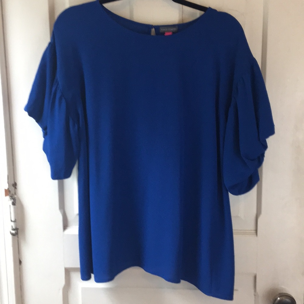 NWT VINCE CAMUTO Bubble Sleeve Blue Blouse SZ 1X